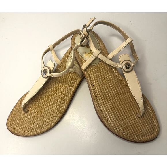 Sam Edelman Gigi Signet T-Strap Sandals Women Size 6.5 Ivory (off white) - Picture 1 of 6